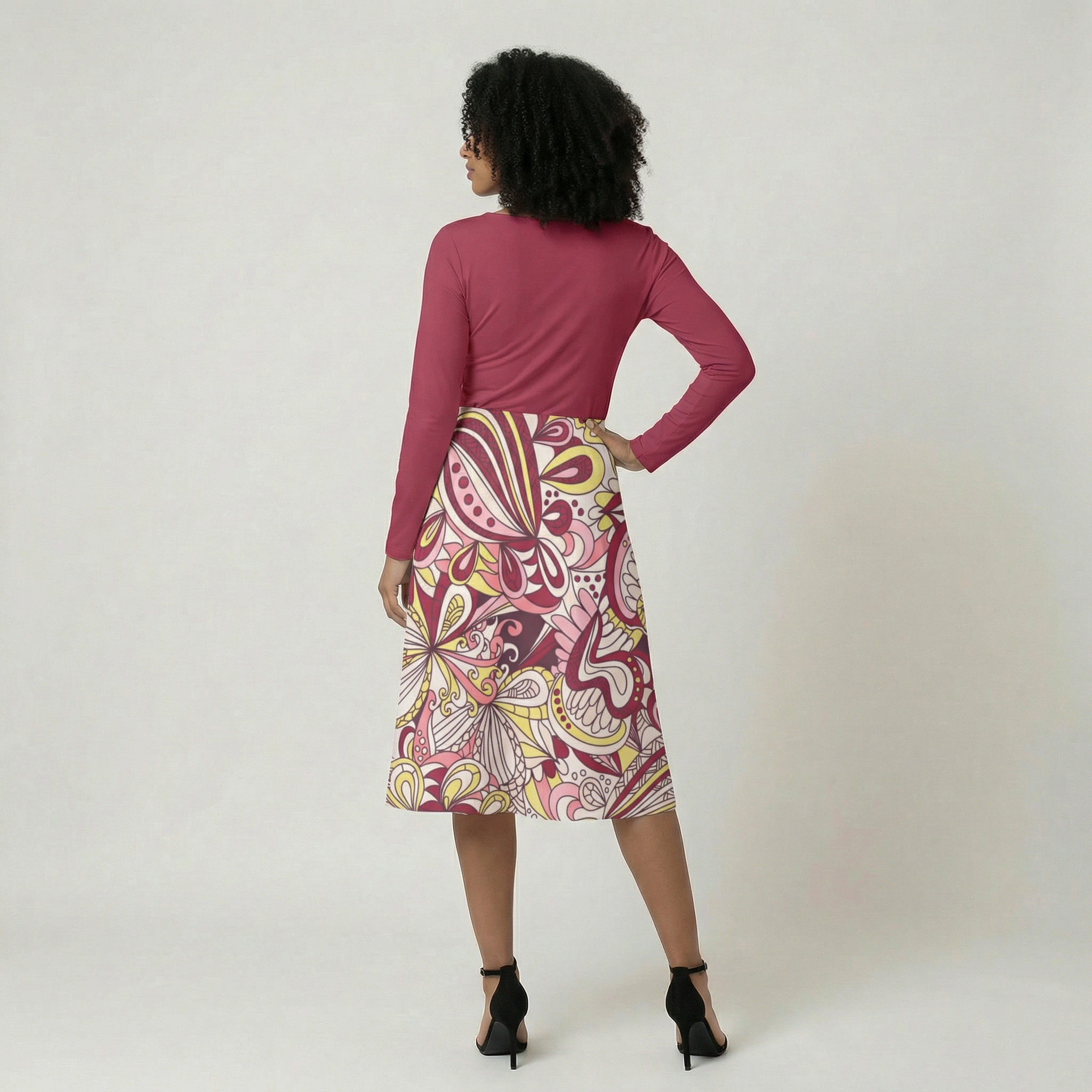 Piki Button A-Line Midi Skirt