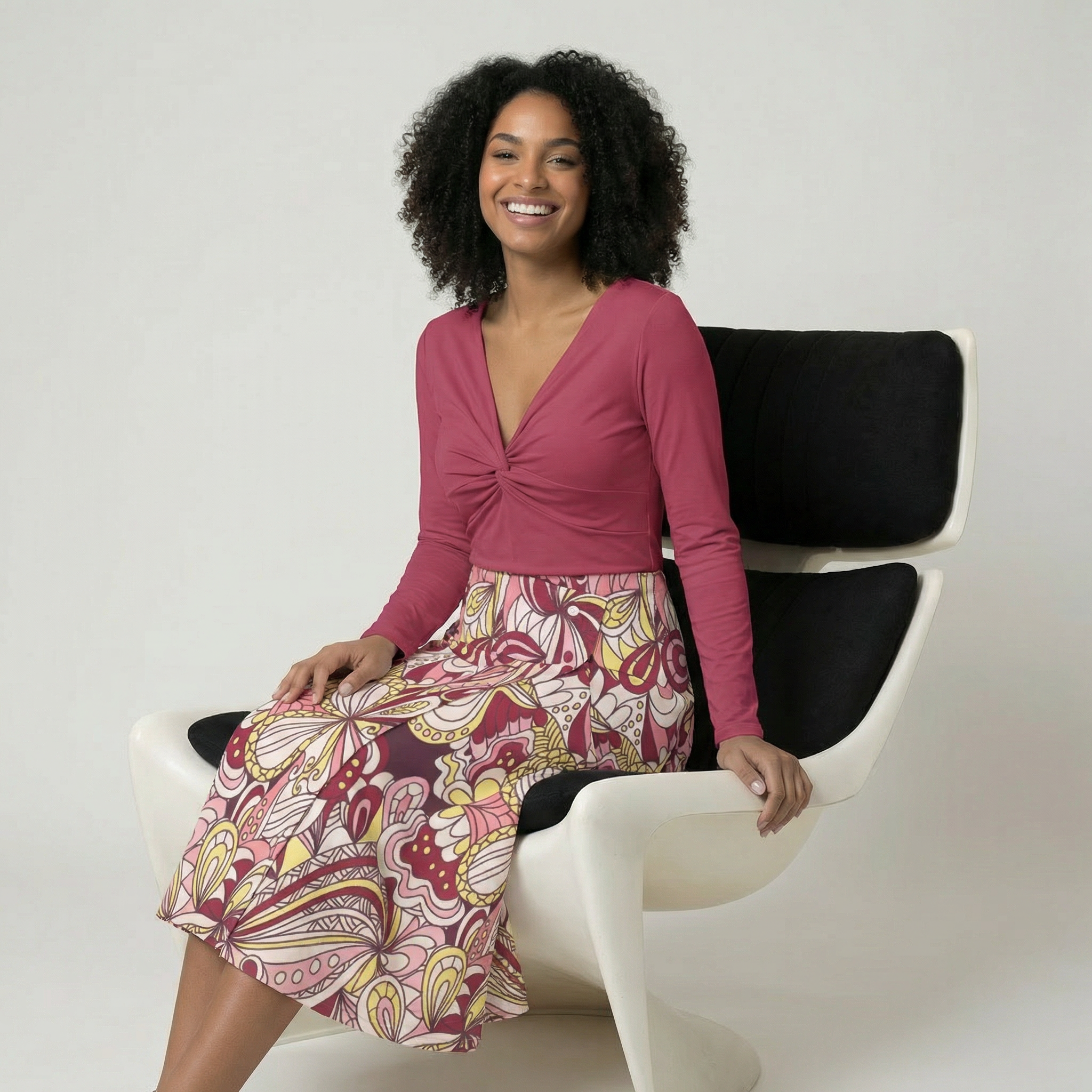 Piki Button A-Line Midi Skirt