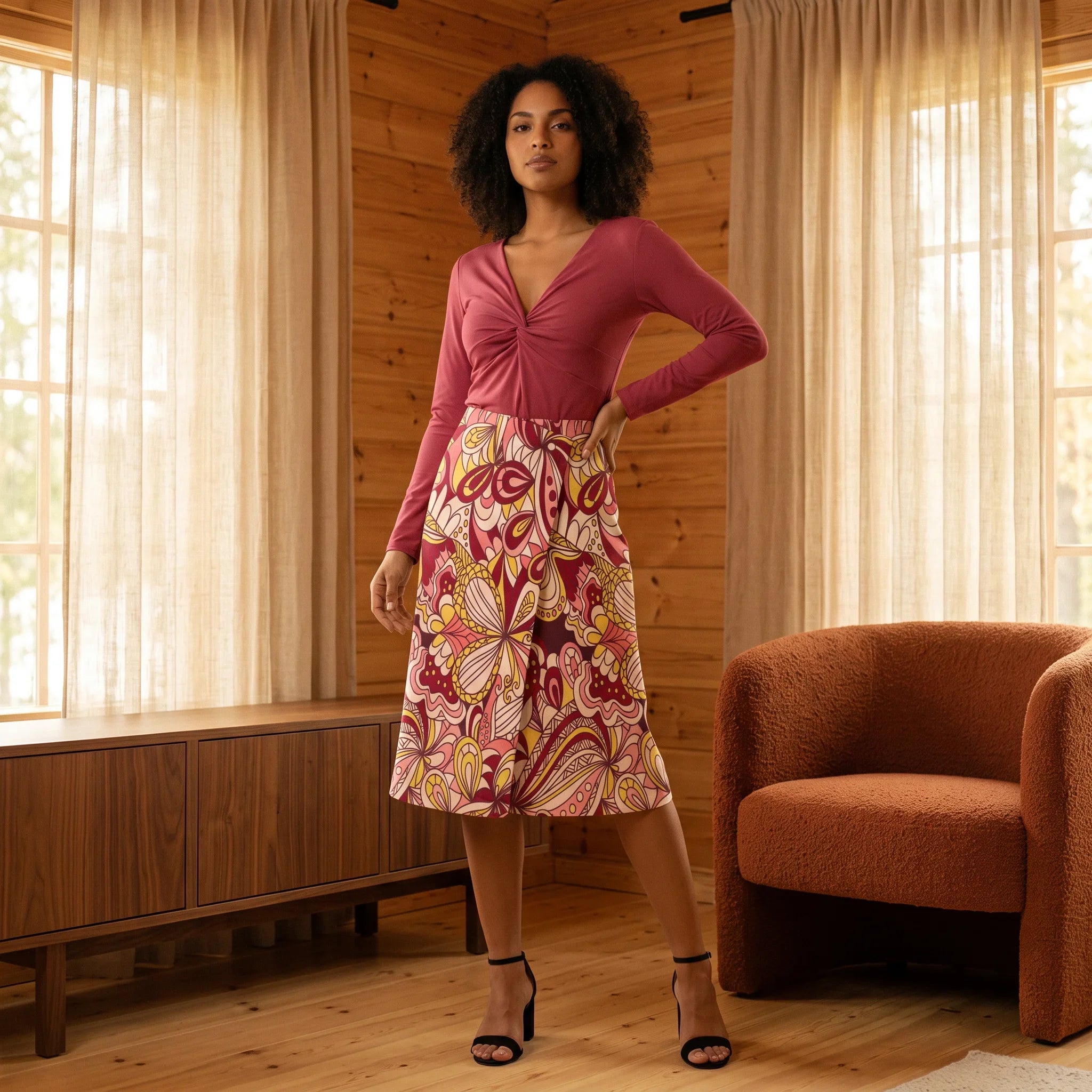 Piki Button A-Line Midi Skirt