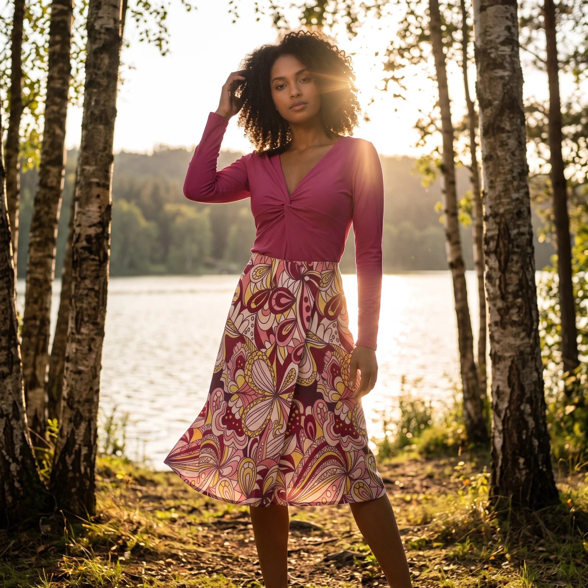 Piki Button A-Line Midi Skirt