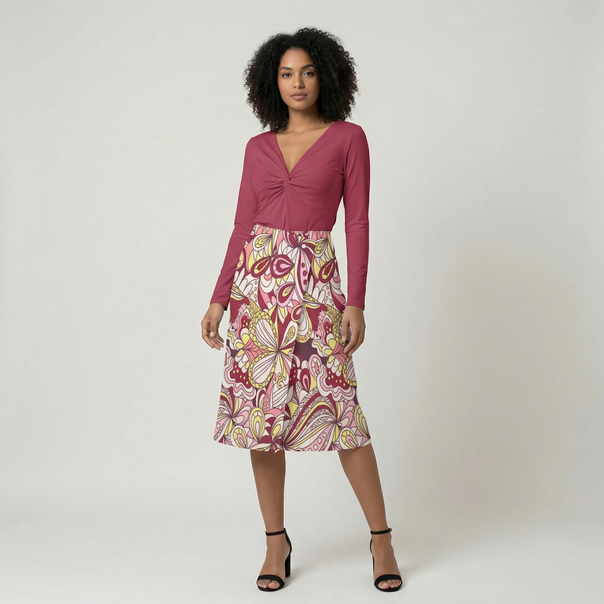 Piki Button A-Line Midi Skirt
