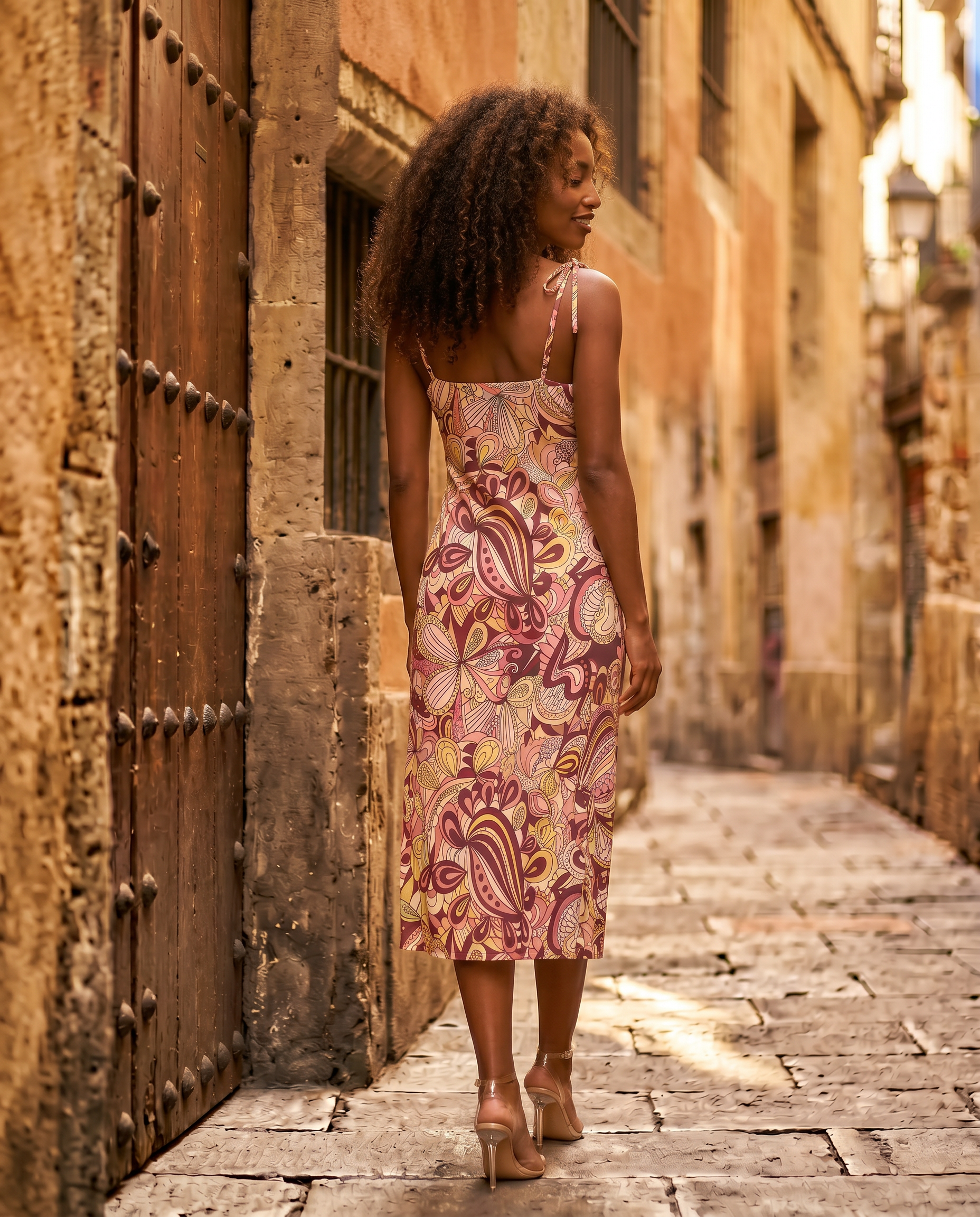Piki Tie Strap Split Midi Dress