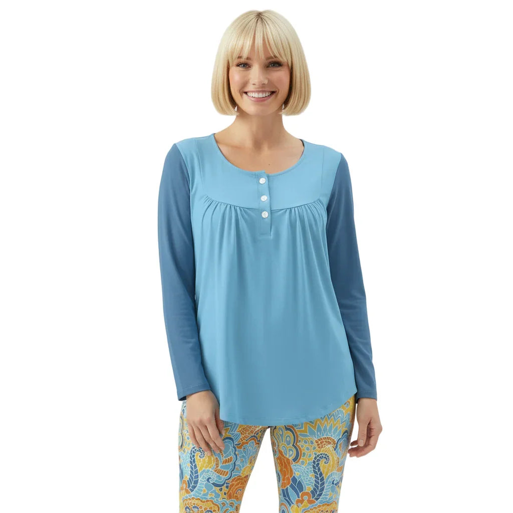 Pinsa Blue Babydoll Long Sleeve Top