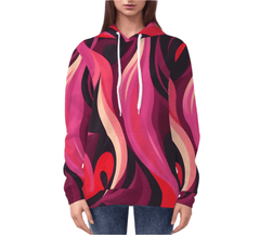 Prague vibrant crimson, plum, and red abstract print hoodie. The Airline Series hoodie features a comfortable relaxed fit and kangaroo pocket with a retro chic look. Blissfully Brand