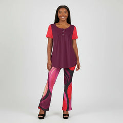 Prague Two-Tone Scoop Neck Tunic Top - Airline Series