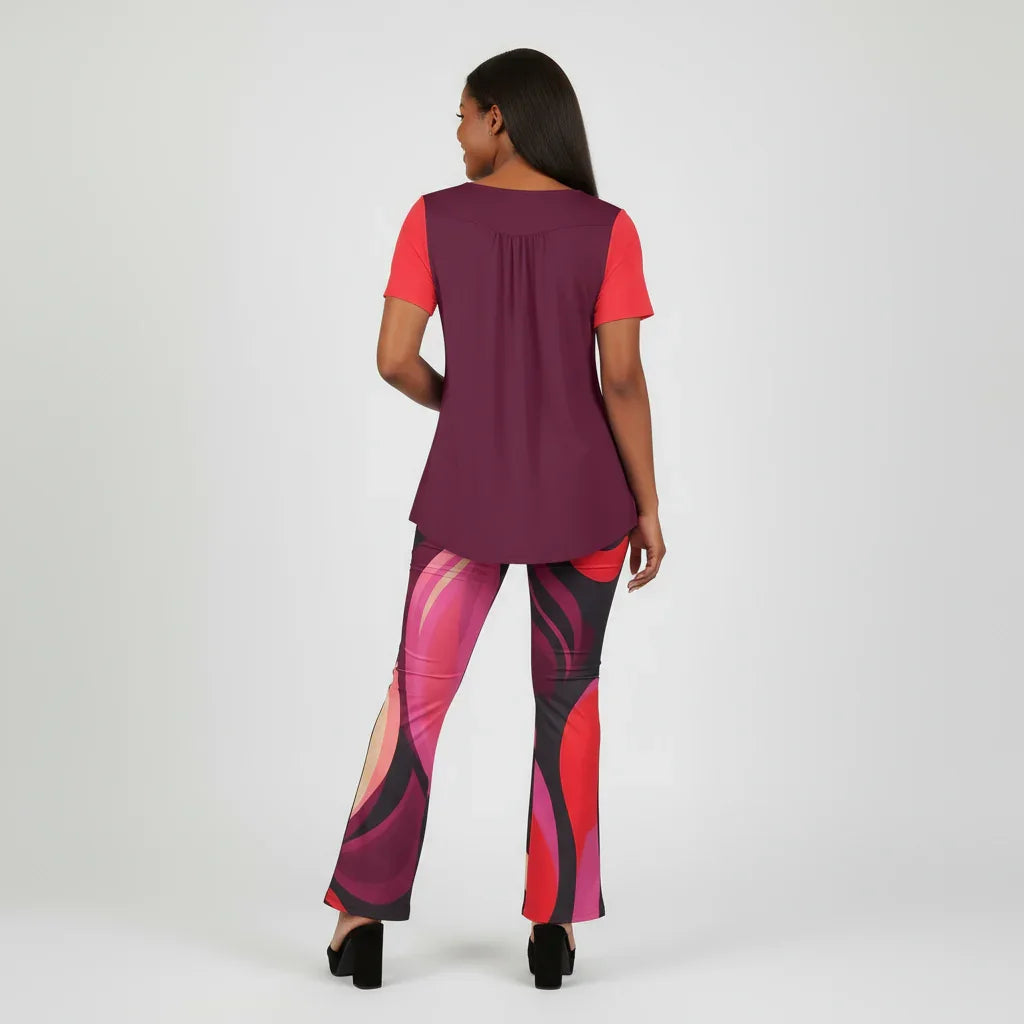 Prague Two-Tone Scoop Neck Tunic Top - Airline Series