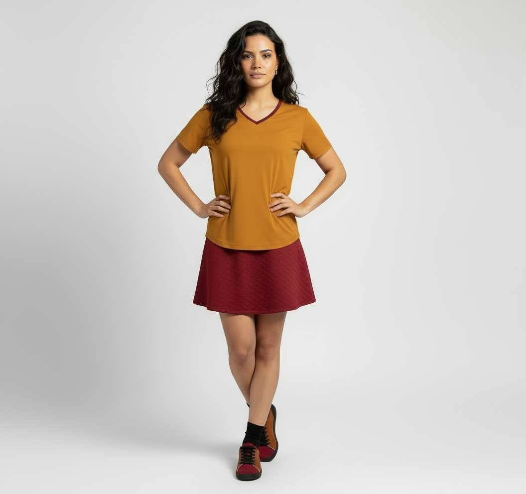 Renai Red Quilted MIni Skater Skirt