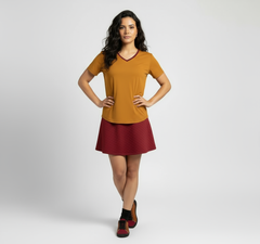 Renai Red Quilted MIni Skater Skirt