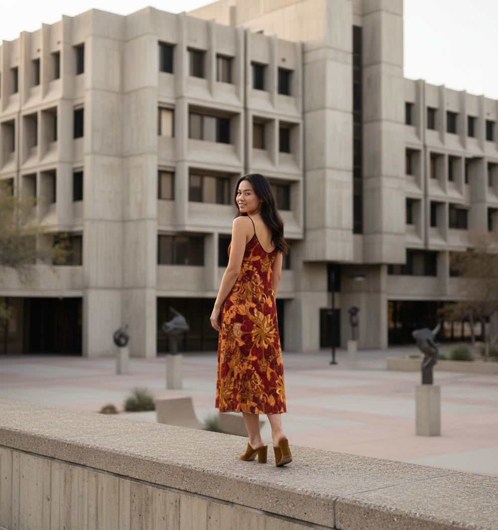 Renai Midi Crepe Strap V-neck Dress
