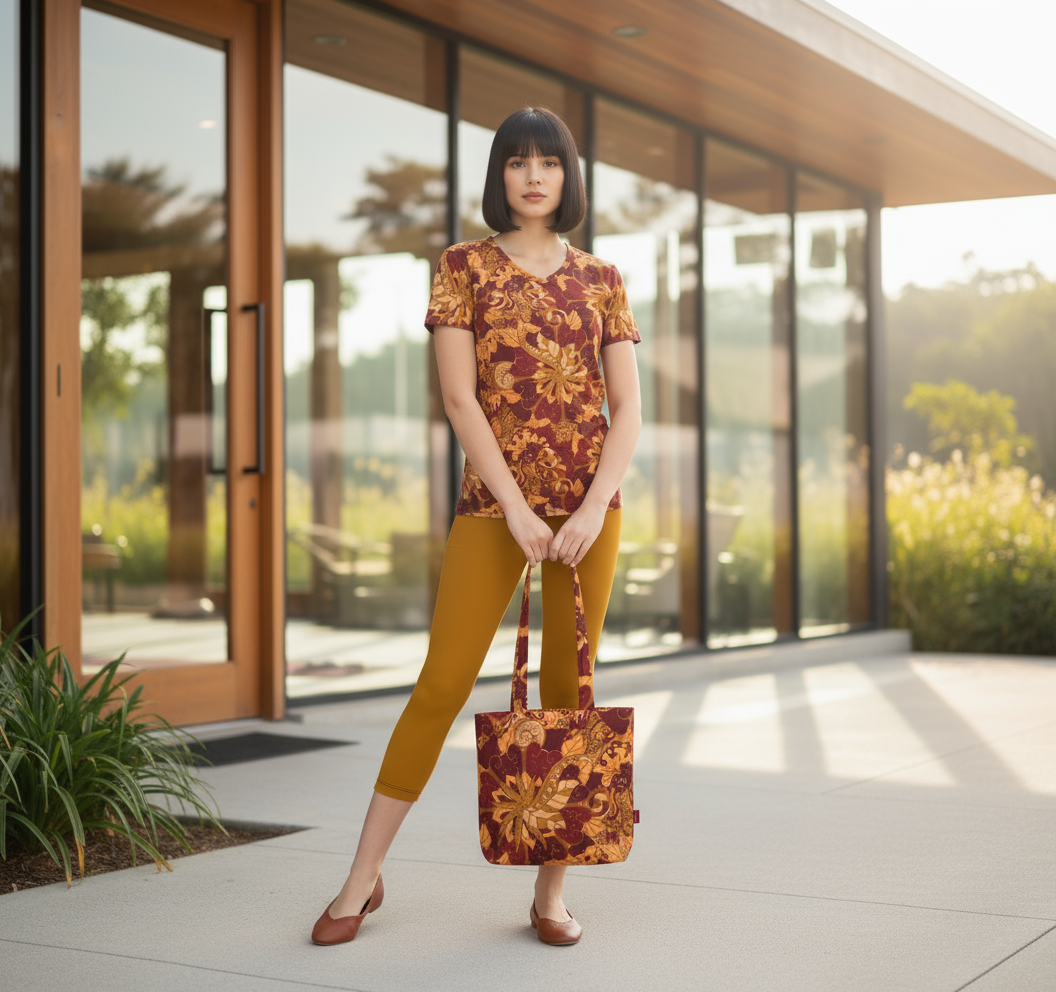 Renai インドシナ オレンジ LYCRA® ミッドライズ カプリ レギンス