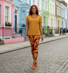 Renai Indochine Orange V-neck Tee