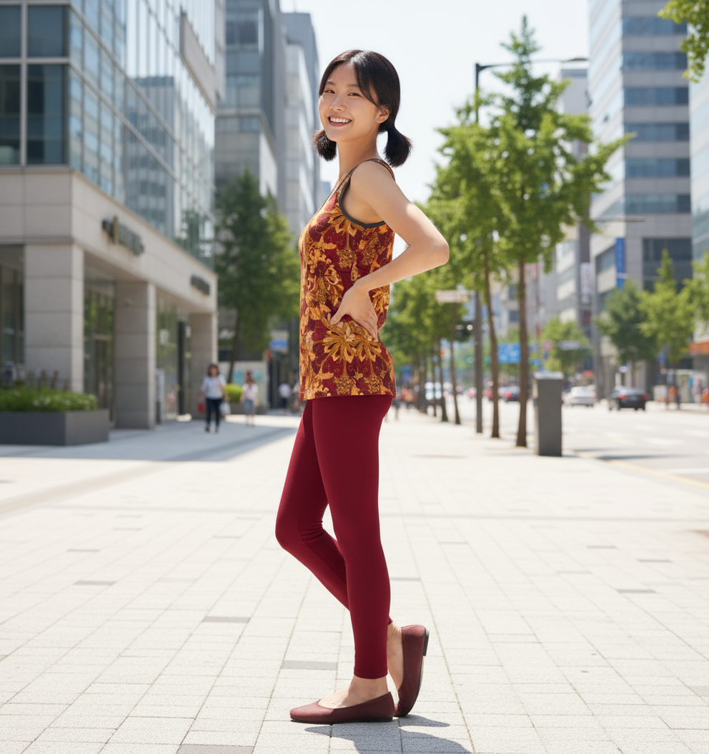 Renai ベネチアン レッド LYCRA® ミッドライズ レギンス