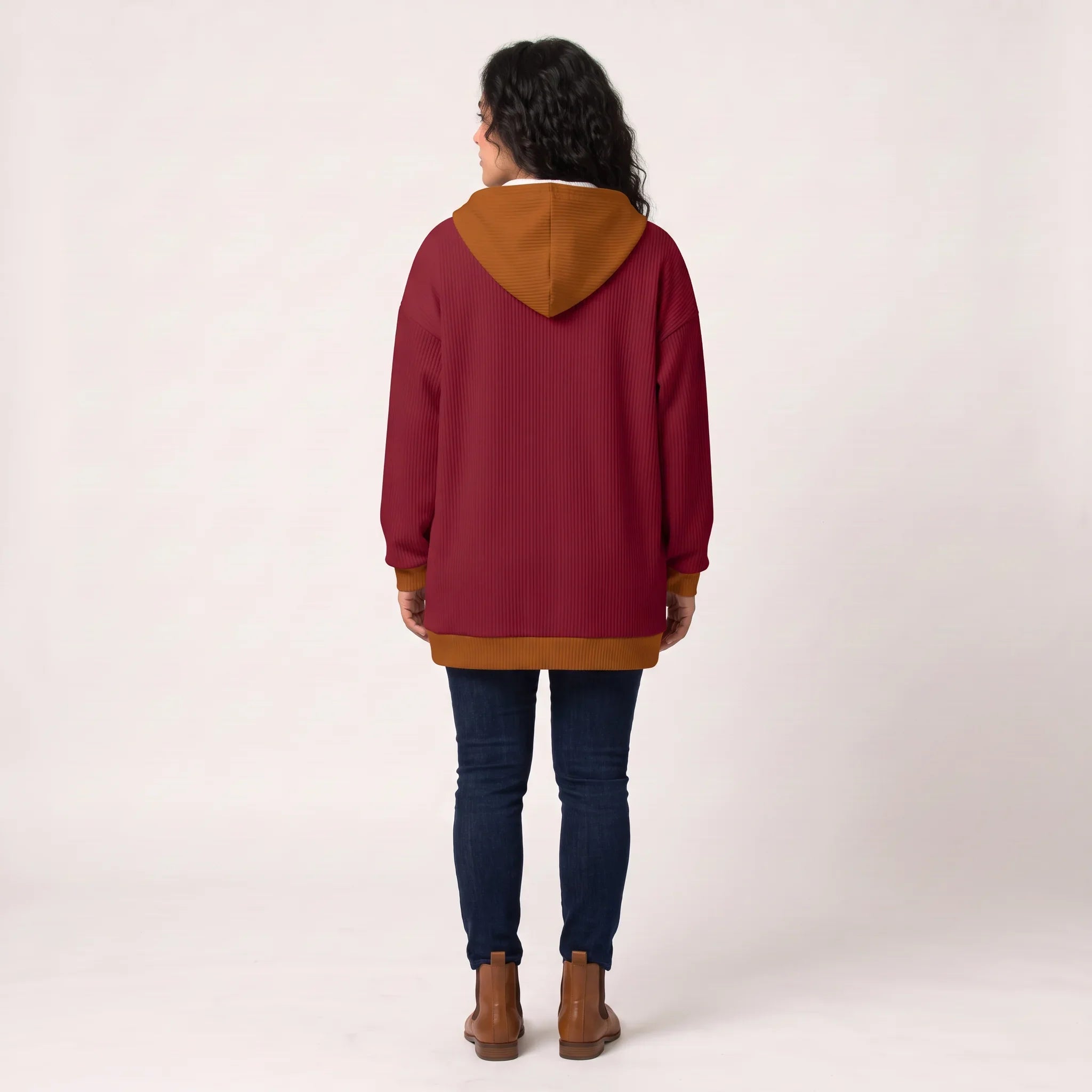Renai Color Block Ribbed Knit Hooded Coatigan