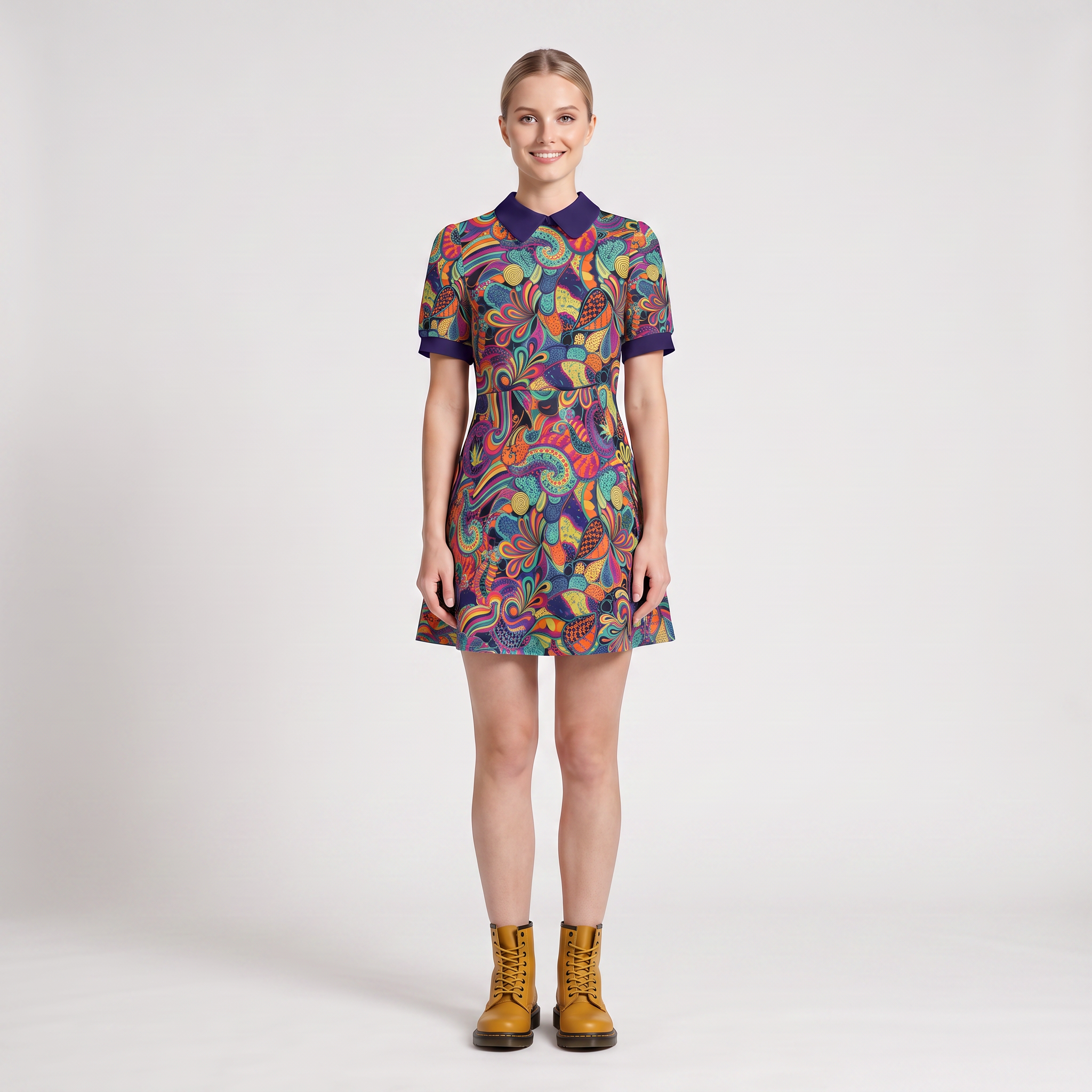 Rinas A-Line Peter Pan Collar Mini Dress