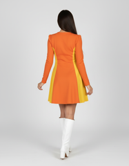 Safrana Color Block Series Fit & Flare Long Sleeve Dress