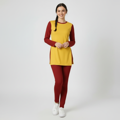 Safrana Color Series Side Split T-shirt & Leggings Set