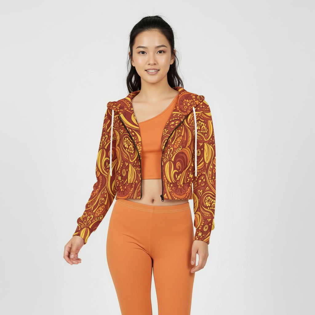 Safrana Crop Top Zip Hoodie