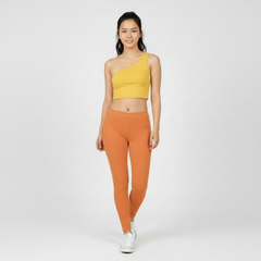 Safrana Series Yellow One-Shoulder Cropped Top