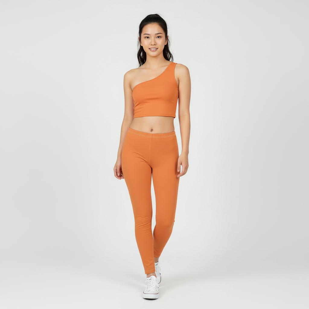 Safrana Series Orange One-Shoulder Cropped Top
