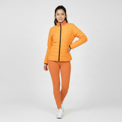 Safrana Series Orange Stand Collar Lightweight Puffer Jacket