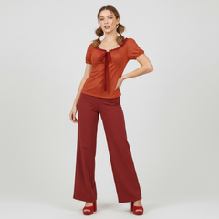 Safrana Series Dark Red Wide Leg Pants