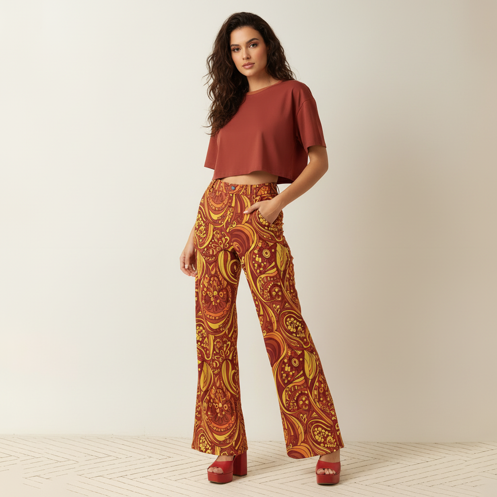 Safrana Series Red Cropped Drop Shoulder Tee