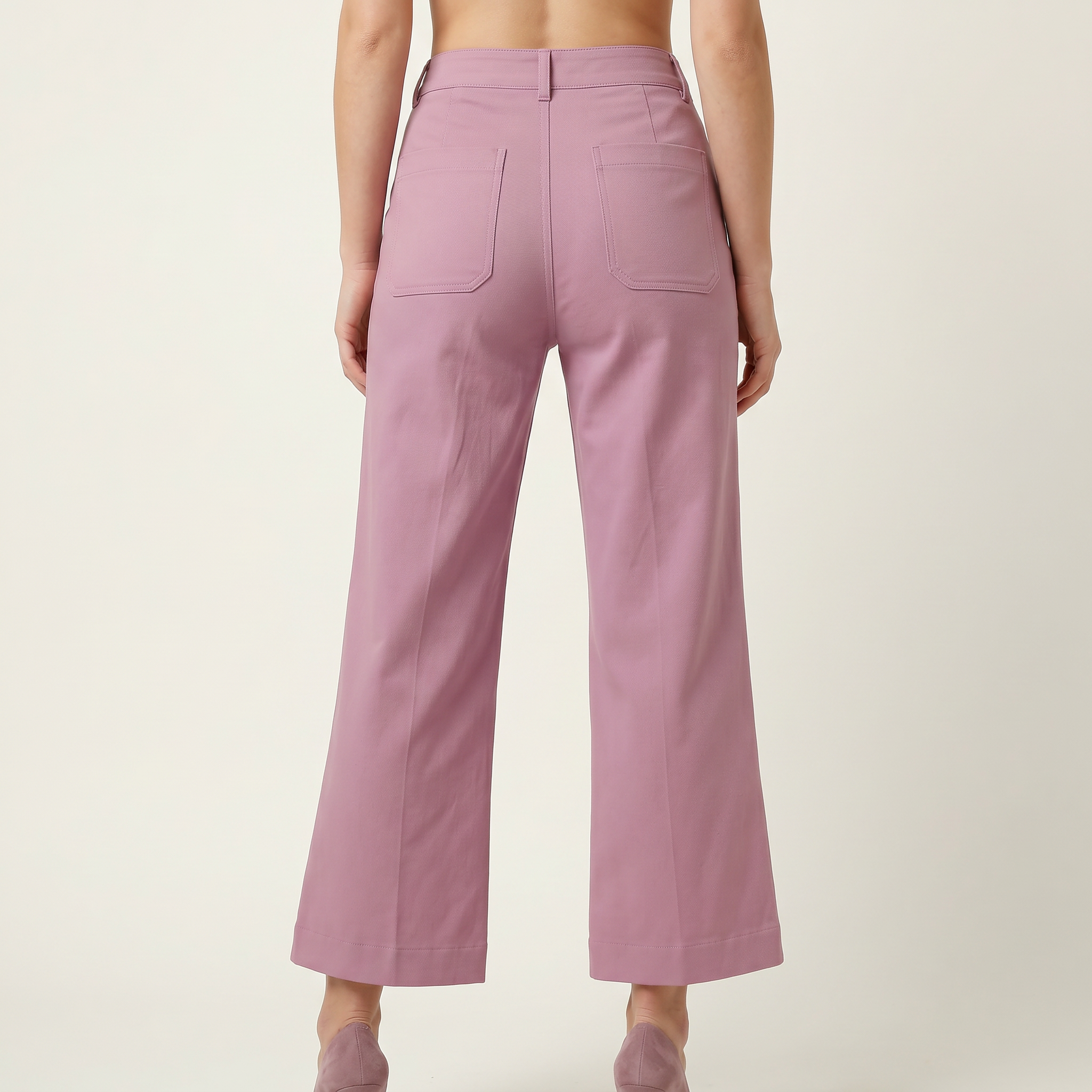 Semia Purple High Waist Flare Cropped Pants