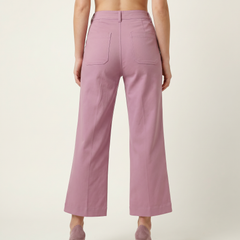 Semia Purple High Waist Flare Cropped Pants