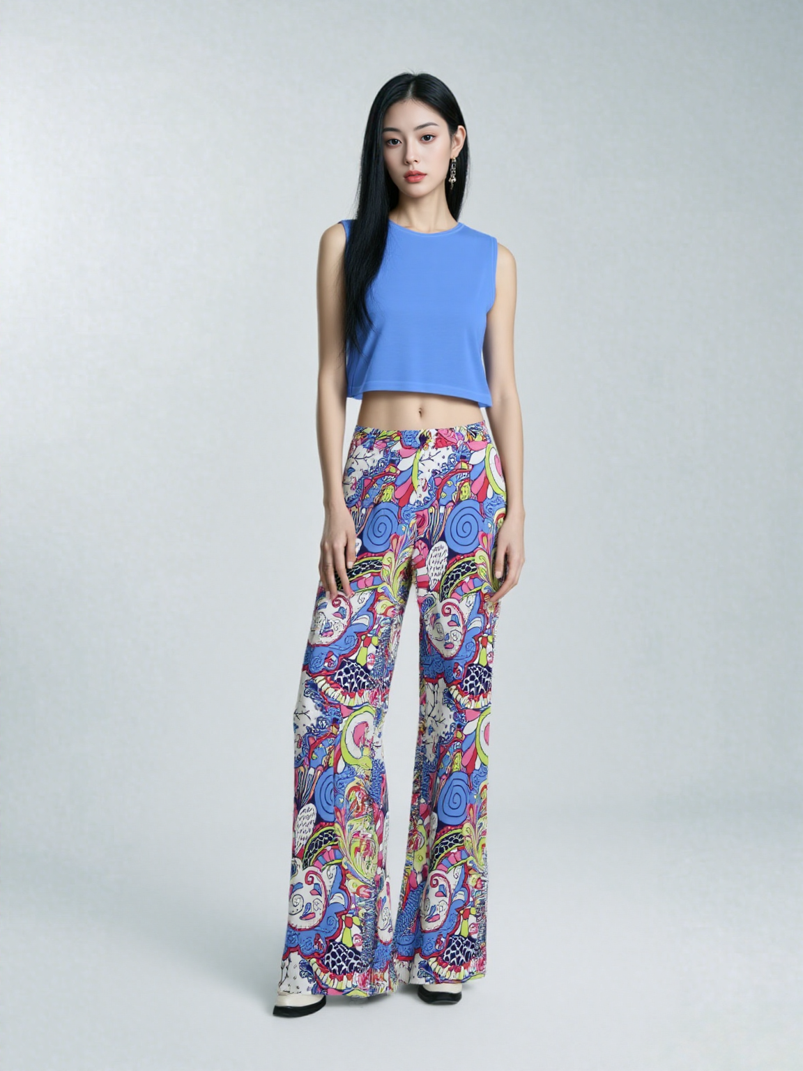 Sechia Blue Cropped Tank Top