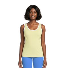 Sechia Solid Series scoop-neck tank top in drover yellow with white trim - Premium fabrics - Coordinate - Blissfully Brand