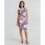 Sechia Eye-catching designer dress Psychedelic pattern Knee Length Asymmetrical Sleeveless sheath Cocktail Paisley Floral Vibrant Bold Blissfully Brand