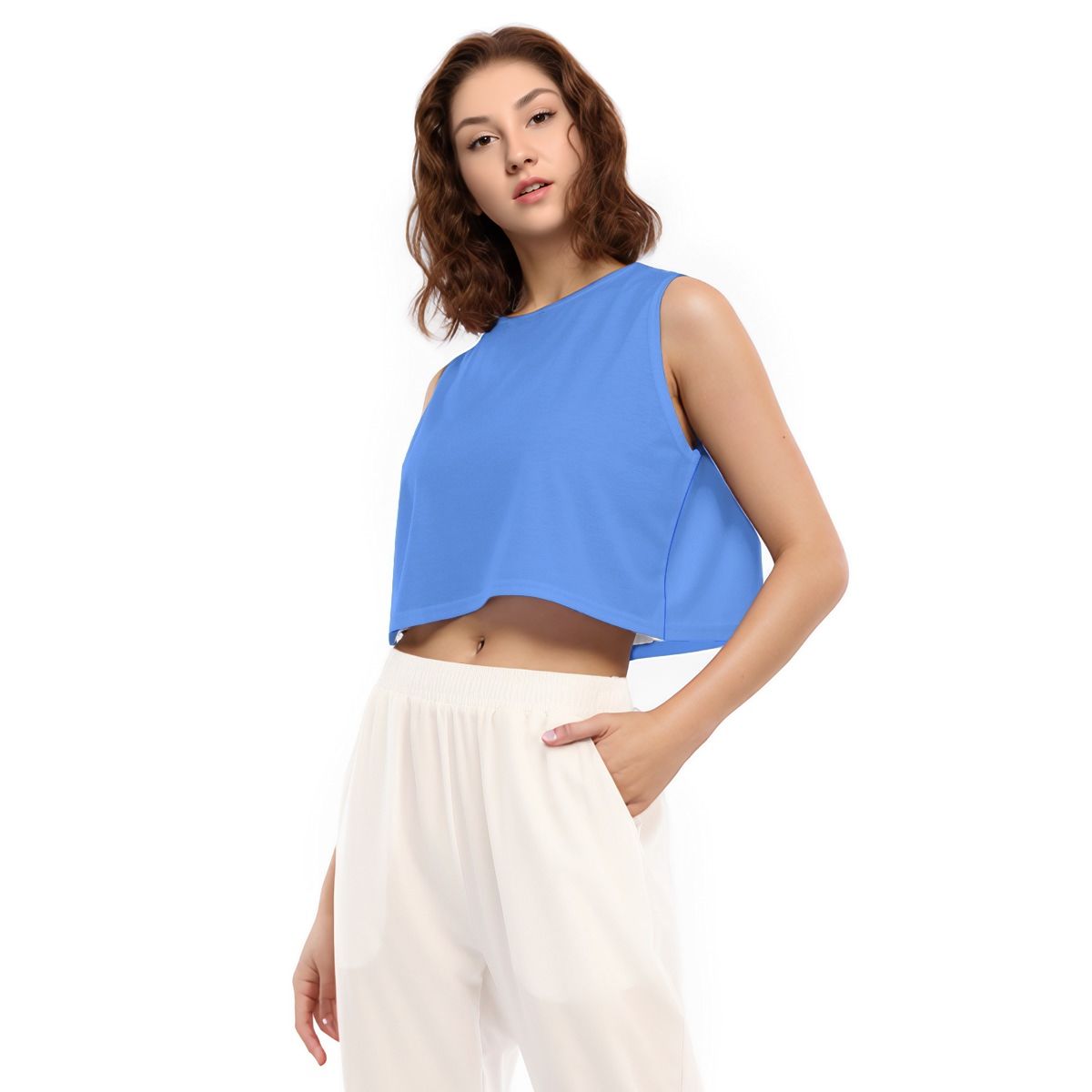 Sechia Blue Cropped Tank Top