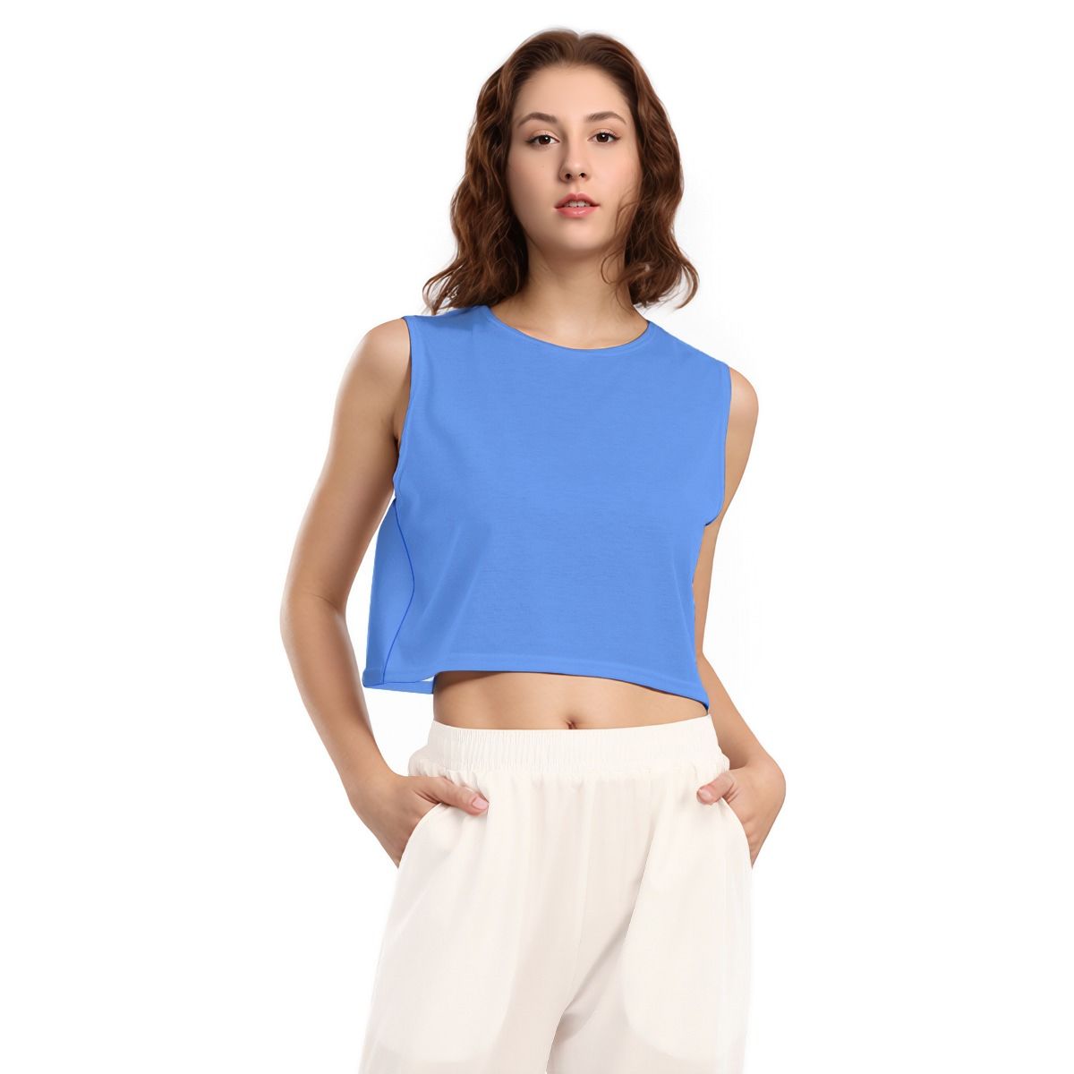 Sechia Blue Cropped Tank Top