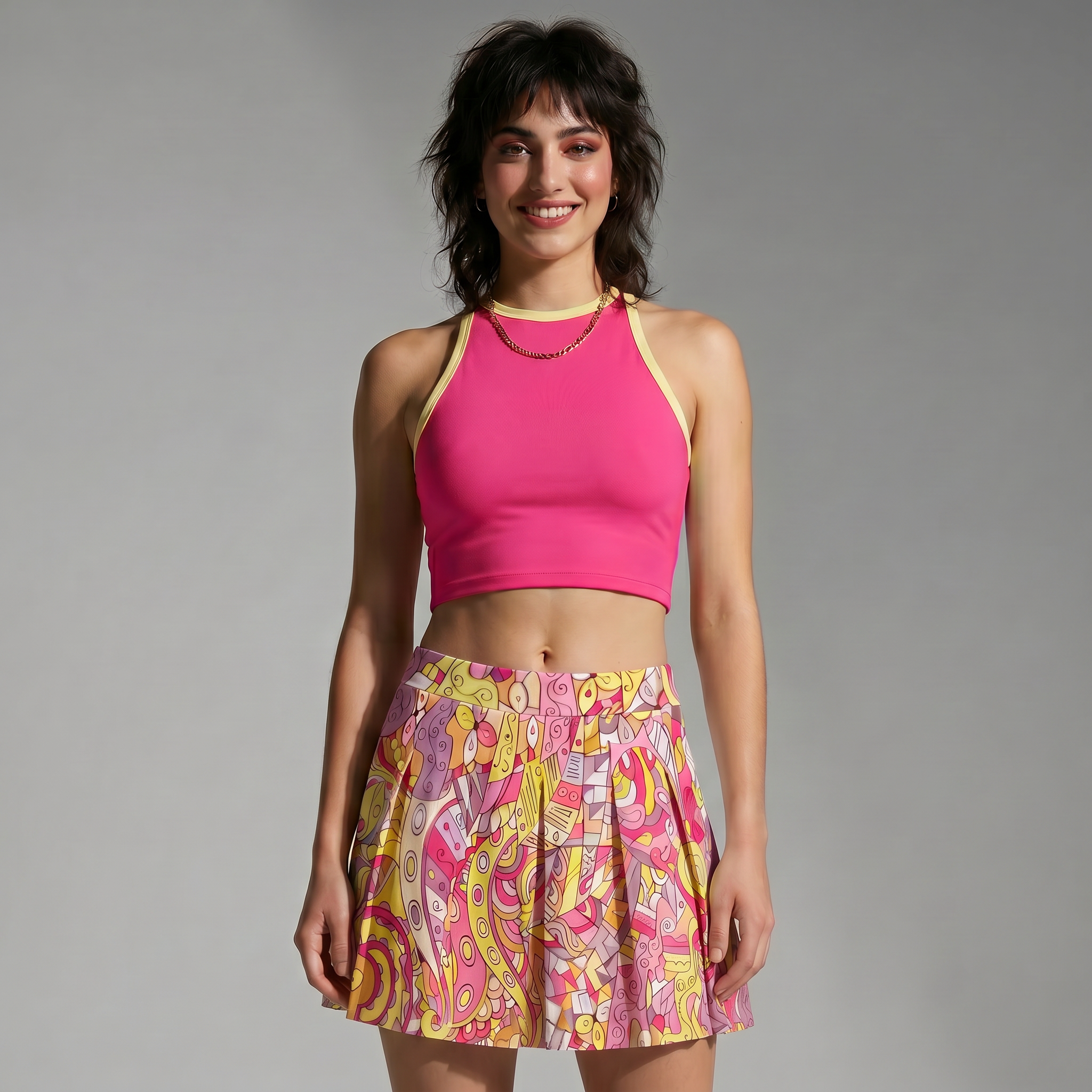 Semia High Waist Pleated Mini Skirt