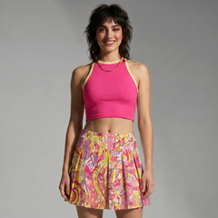 Semia High Waist Pleated Mini Skirt