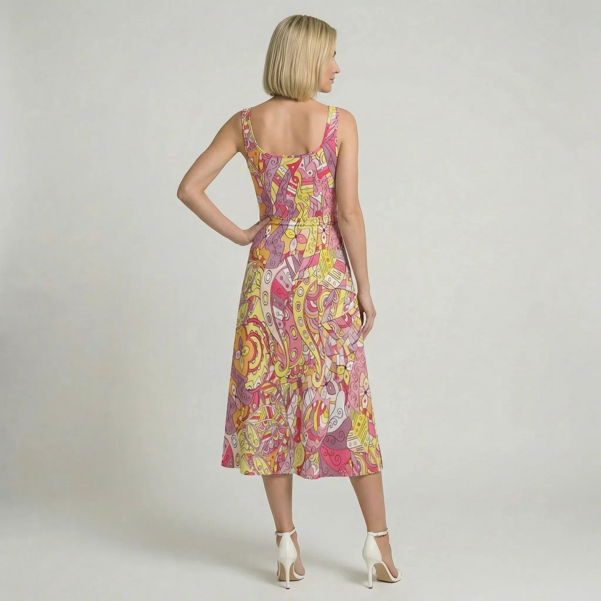 Semia Tie Waist Sleeveless Midi Dress