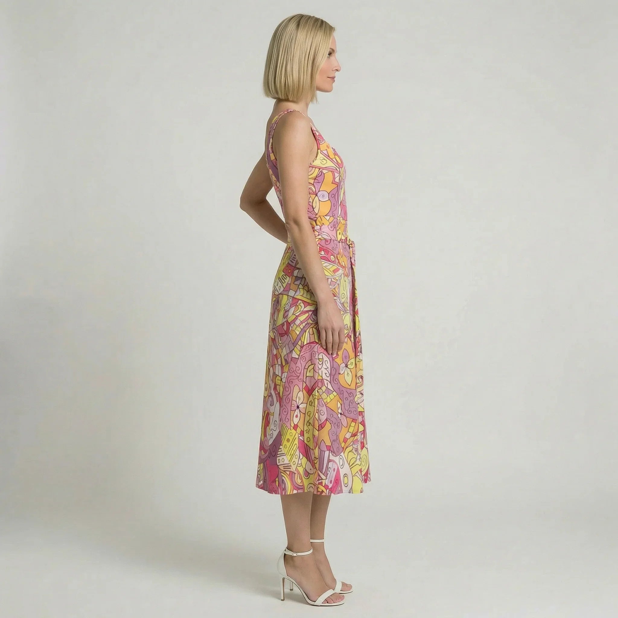 Semia Tie Waist Sleeveless Midi Dress