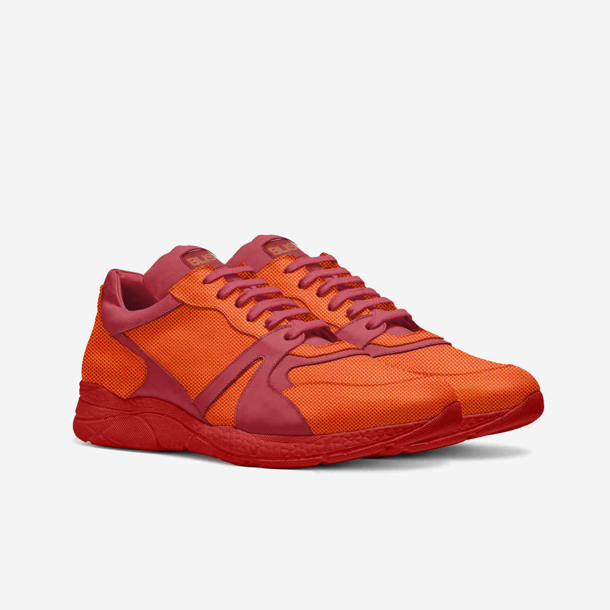 Luxury Orange and Burgundy Italian Leather Mesh Serena Runner Sneaker - Handcrafted Designer Athletic Shoe - Vivezza by Blissfully Brand Made in Italy