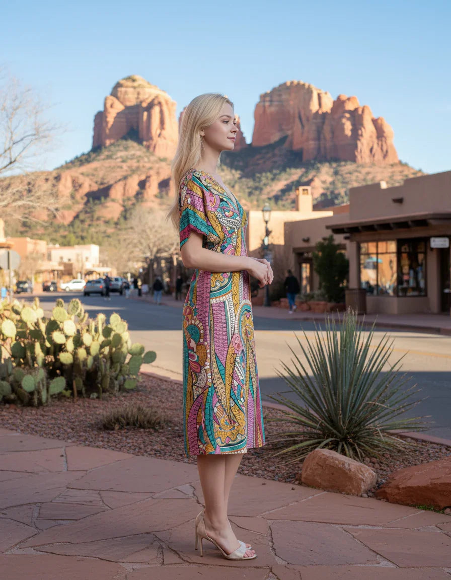 Takl Draped V-neck Midi Dress