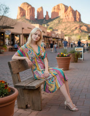 Takl Draped V-neck Midi Dress