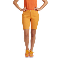 Tangerine Slim Fit Shorts from the Core Series Essentials, slim through hip and thigh with a straight leg, concealed zip fly, slant pockets, and back welt pockets. - Blissfully Brand