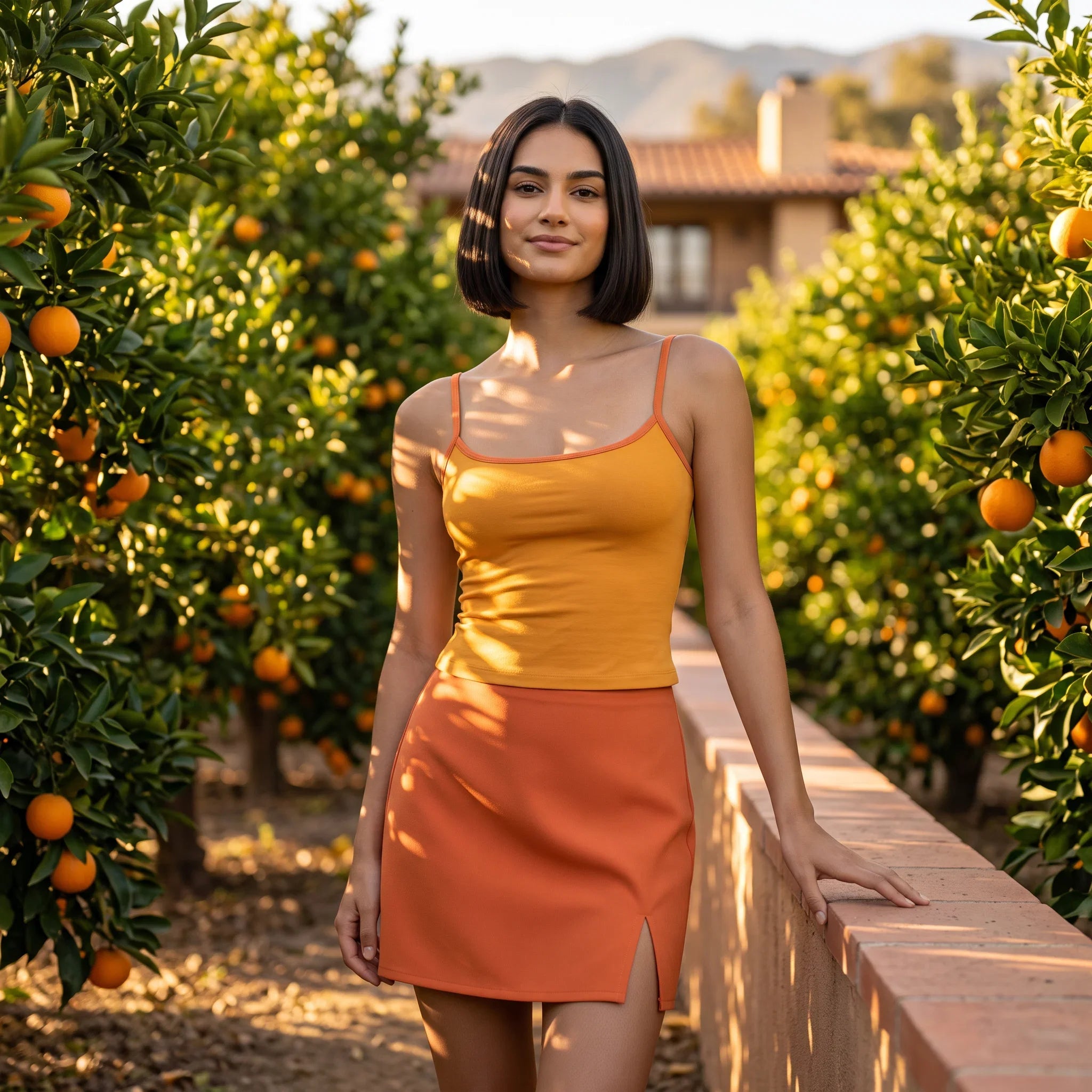 Tangerine Splash Cami Tank Top - Core Essentials