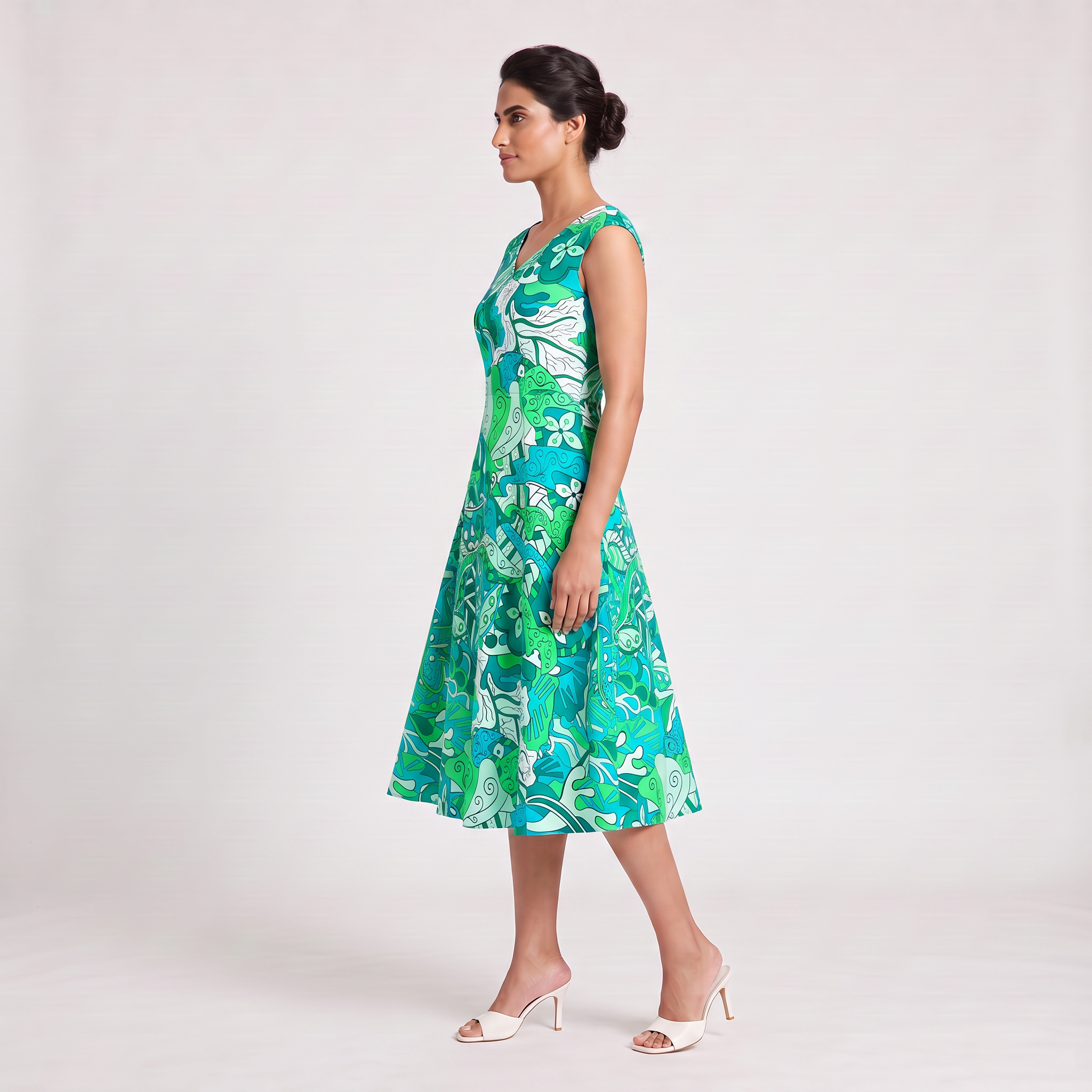 Umibe Fit-and-Flare Midi Dress
