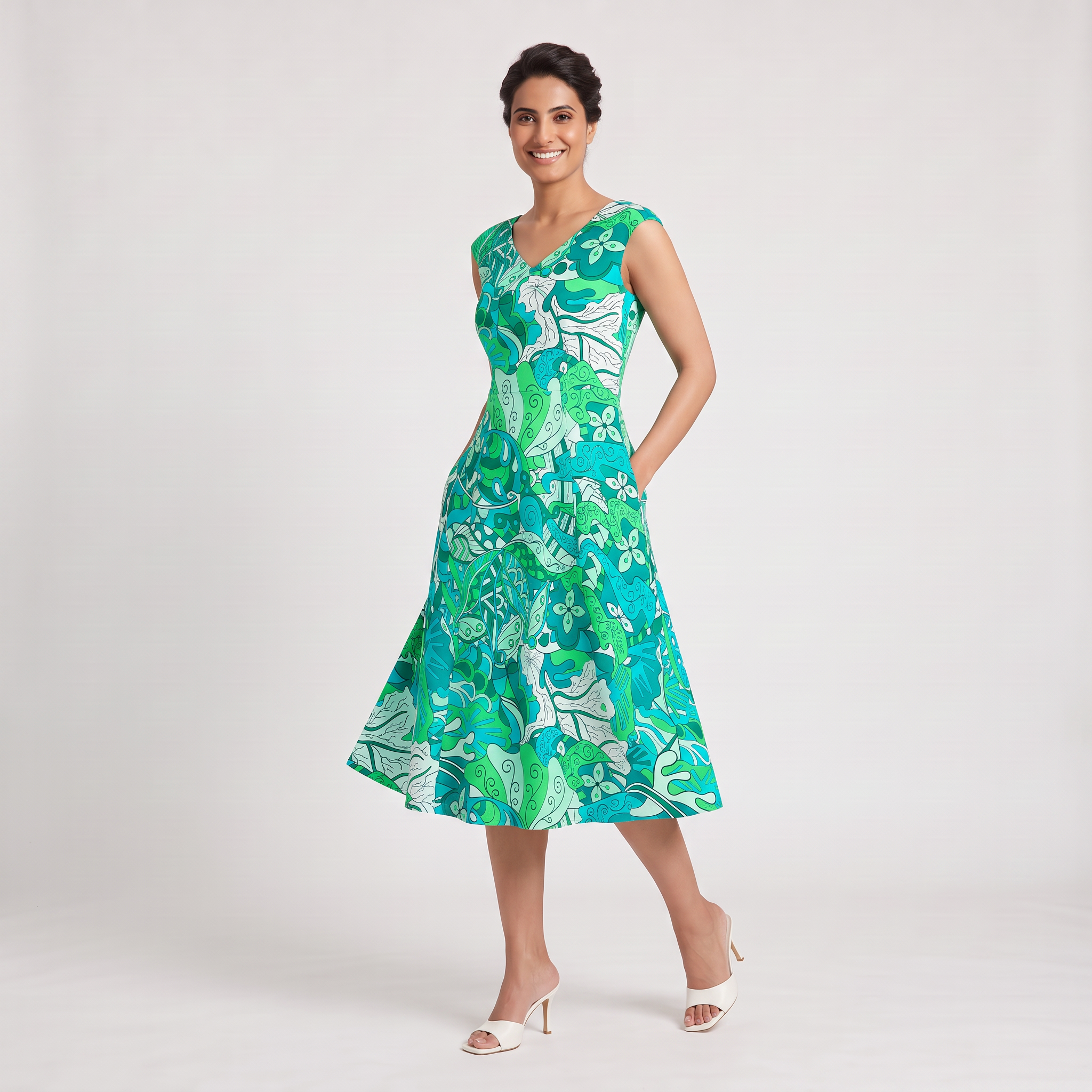 Umibe Fit-and-Flare Midi Dress