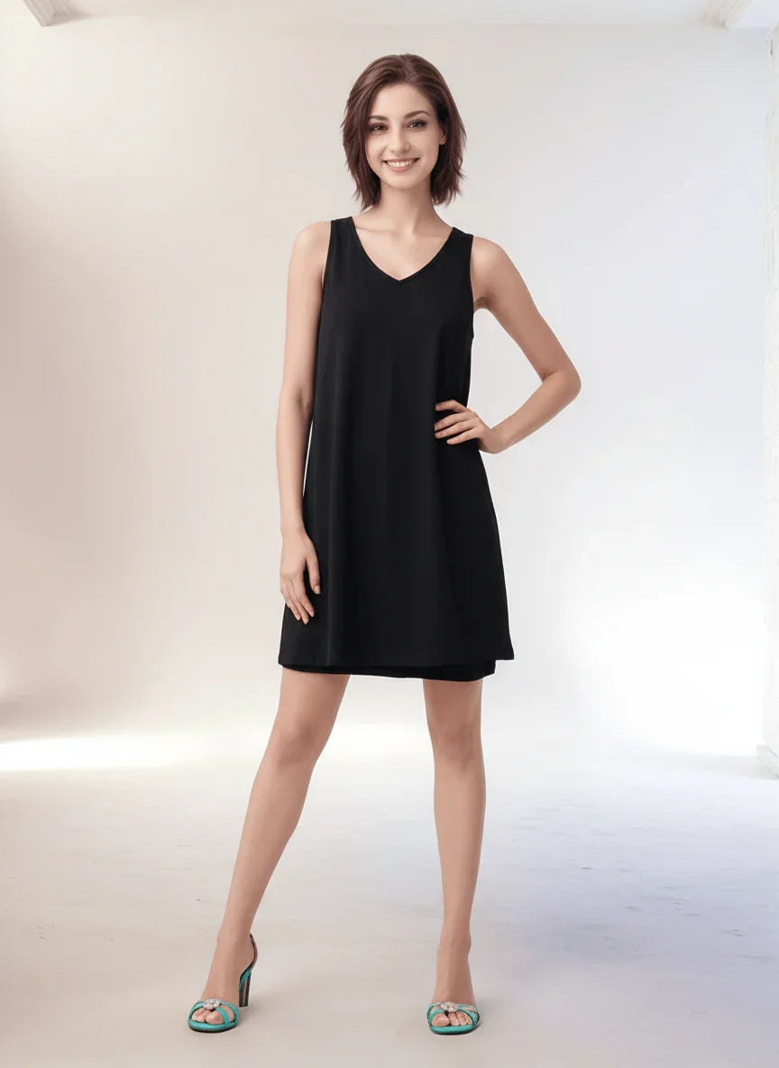 Umibe Vネックノースリーブリバーシブルワンピース