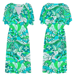 Umibe Draped V-neck Midi Dress - Blissfully Brand