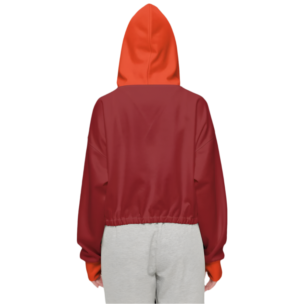 Serena Red Cropped Full-Zip Eco Groove Hoodie