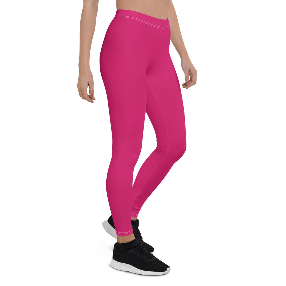 Inela Pink Solid Mid-Rise Leggings Bold Vibrant Coordinate Workout Women's Activewear Gym Casual