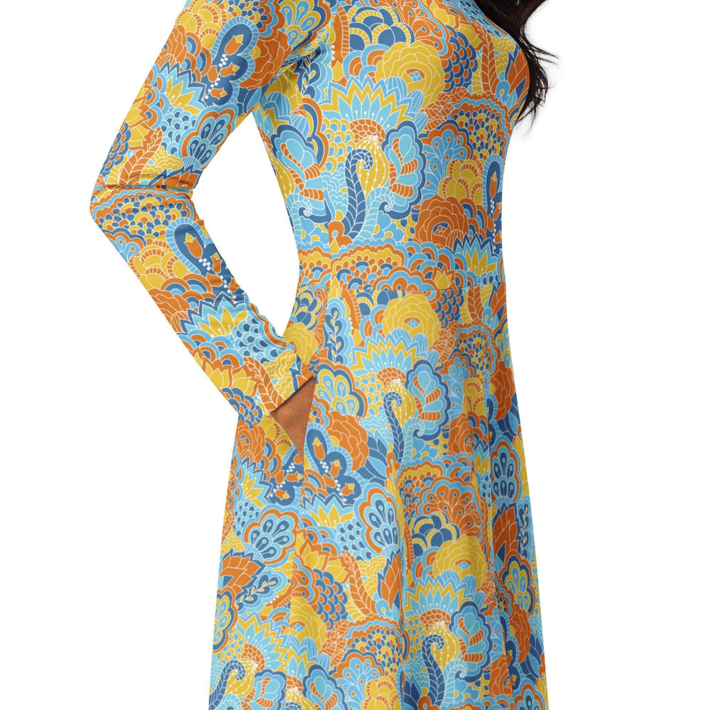 Pinsa Long Sleeve Fit & Flare Midi Dress - Blissfully Brand