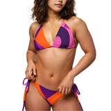 Airline Series 239 Triangle Tie Halter Bikini - Multicolor Geometric Abstract Pattern print Violet Pink Orange Beach Summer Mod Retro Bold Vibrant Colorful 2 Piece Set Eco Recycled Plus Sizes Blissfully Brand